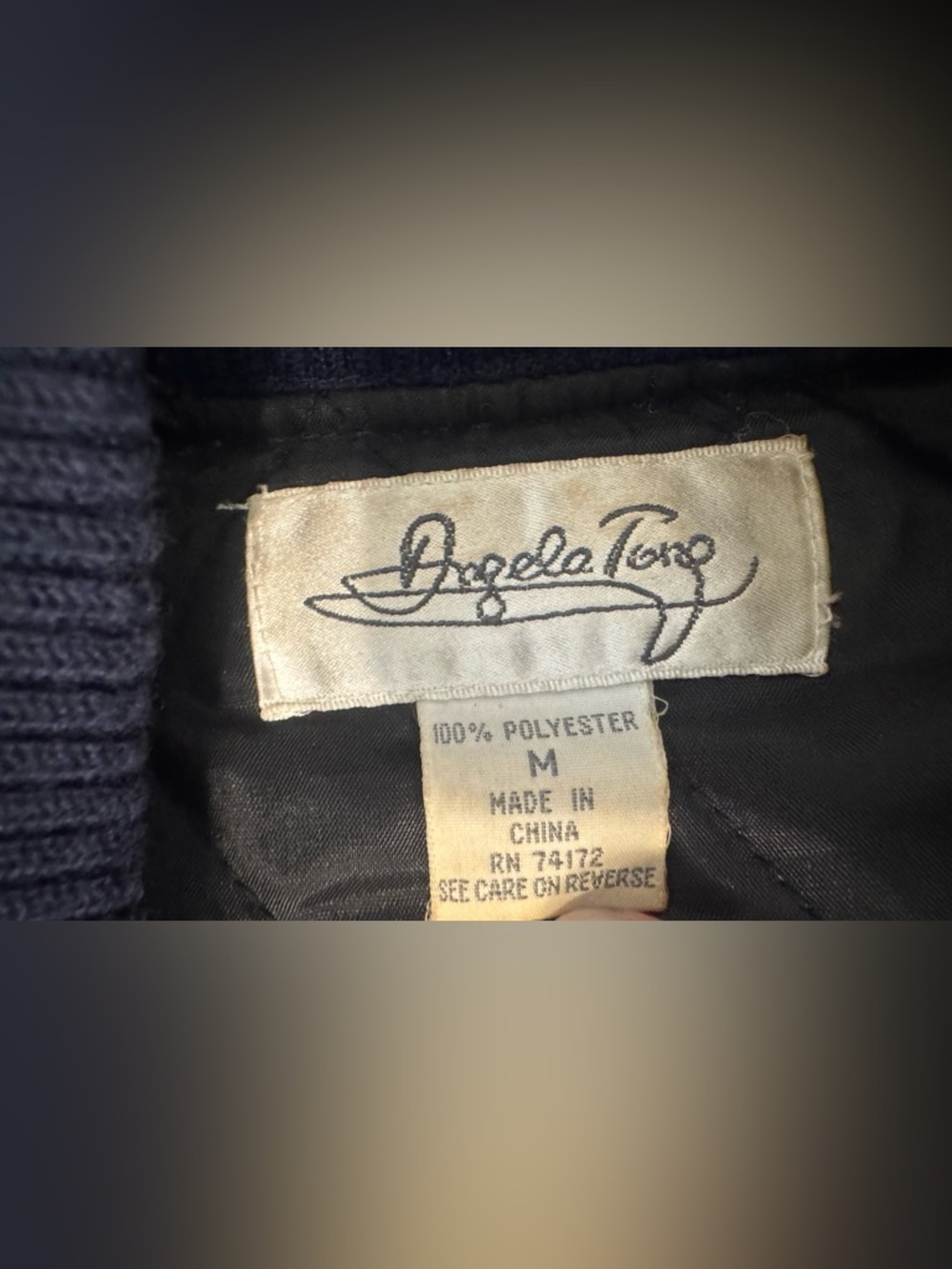 Vintage Angela Tong Bomber Jacket Equestrian Scarf Print Red Navy Retro M *READ* - Picture 13 of 13